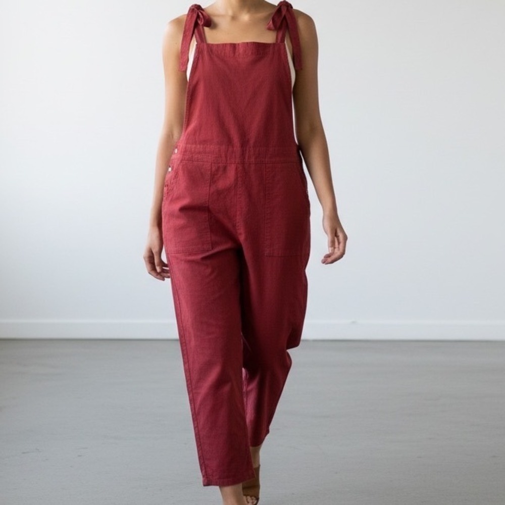 Aedvoouer Bib Overalls Jumpsuit Plus 3X Tie Strap wide leg Lagenlook artisanal